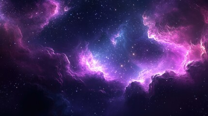 Fototapeta premium Cosmic Nebula Glowing Purple Starscape Deep Space