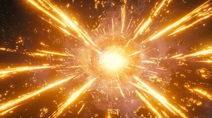 Naklejka premium Golden Light Streams Converge Into Bright Central Core