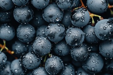 新鮮な雨に濡れたぶどうが集まる美しい光景