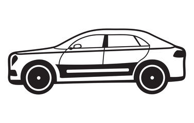 Abstract Classic vintage sports car silhouette vector 
illustration in black and white drawing style on a 
white background,coloring book.