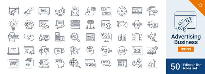 Advertising icons Pixel perfect. web, money, communication,...	
