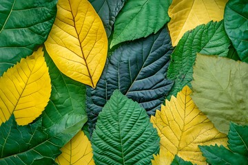 Obraz premium Green Leaf Collection: Artistic Watercolor and Detailed Digital Illustrations Featuring Clovers, Tropical Leaves, Falling Foliage, and Textured Dry Leaves - Perfect for Nature-Themed Designs and Decor