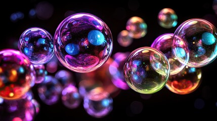 Cosmic Bubbles Reflecting Nebulae In Dark Space