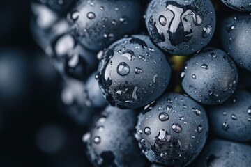 新鮮なぶどうが露水をまとっている様子