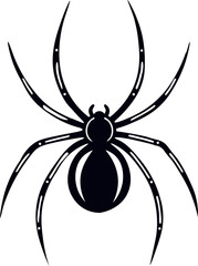 Black silhouette of the spider with long legs illustration isolated on the white background