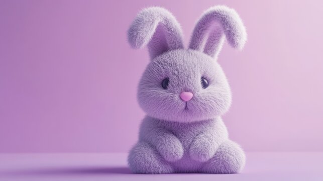 Lavender Bunny Sitting On Purple Background
