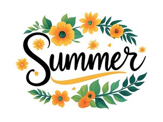 Summer Floral Design with Yellow Flowers and Green Leaves