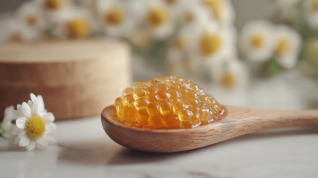 uli honeycombs in a wooden spoon