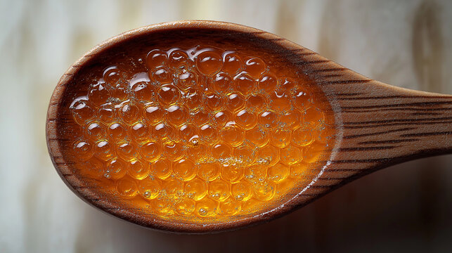 uli honeycombs in a wooden spoon
