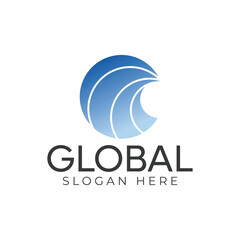 Global earth element geomatric idea logo line internation