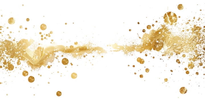 golden splash stain drops isolated on white or transparent png