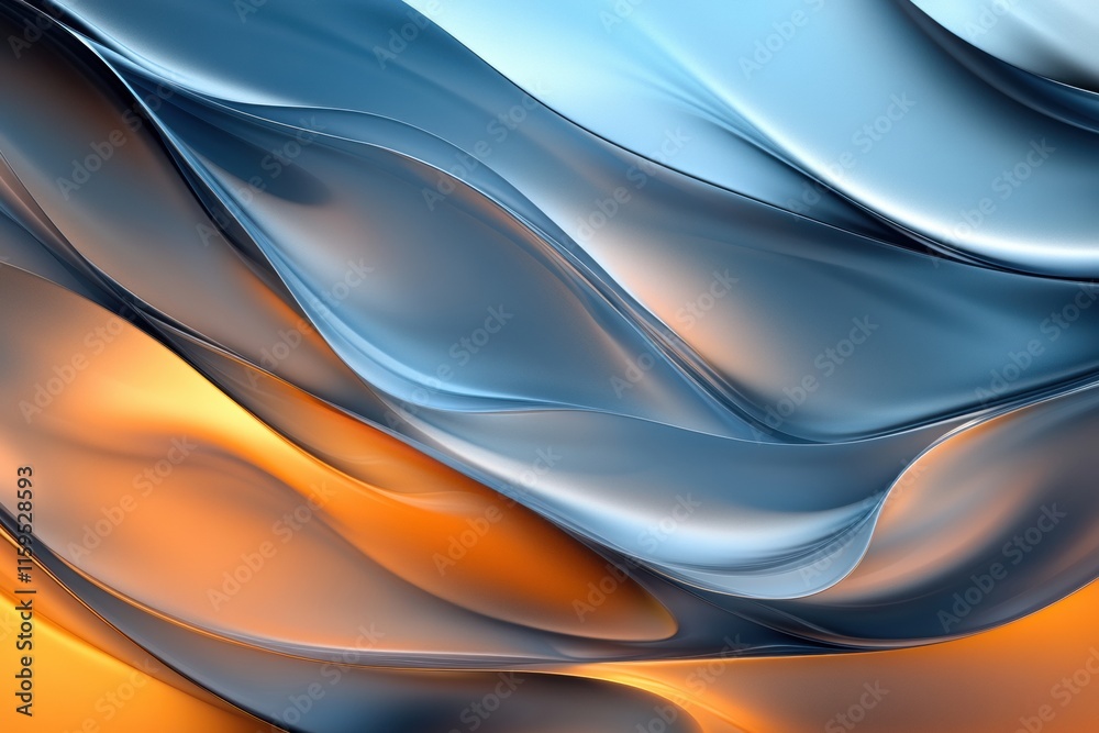 Leinwandbilder Abstract glossy waves create a fluid composition with vibrant colors and smooth textures in a dynamic flow. Generative AI