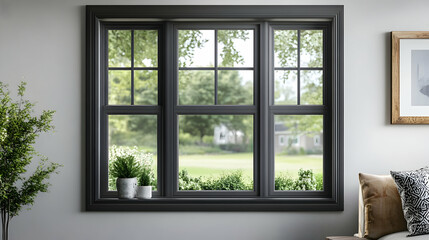 Obraz premium Quality plastic double-hung window in grey with anthracite color
