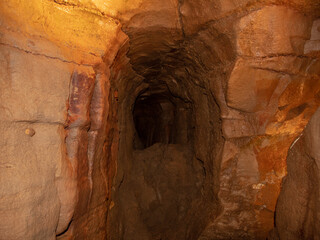 A natural rock tunnel inside the Ohio Caverns.