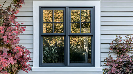 Quality plastic double-hung window in grey with anthracite color