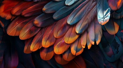 Fototapeta premium Close-up of vibrant, multicolored bird feathers.