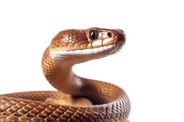 Fototapeta premium Realistic snake on a transparent background, showcasing intricate scales, coiled posture, and wild beauty, ideal for nature, wildlife, and reptile-themed designs or educational content. PNG cut out.