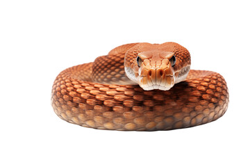 Fototapeta premium Realistic snake on a transparent background, showcasing intricate scales, coiled posture, and wild beauty, ideal for nature, wildlife, and reptile-themed designs or educational content. PNG cut out.