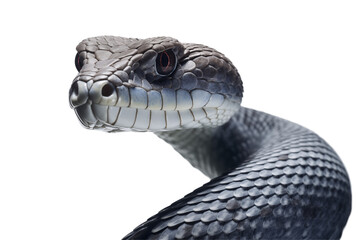 Realistic snake on a transparent background, showcasing intricate scales, coiled posture, and wild beauty, ideal for nature, wildlife, and reptile-themed designs or educational content. PNG cut out.