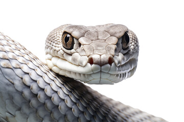 Obraz premium Realistic snake on a transparent background, showcasing intricate scales, coiled posture, and wild beauty, ideal for nature, wildlife, and reptile-themed designs or educational content. PNG cut out.