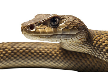Realistic snake on a transparent background, showcasing intricate scales, coiled posture, and wild beauty, ideal for nature, wildlife, and reptile-themed designs or educational content. PNG cut out.