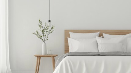 Modern minimalist guest bedroom with minimal decor. Featuring clean lines and a comfortable design