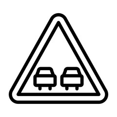 Prohibited Overtaking Vector Line Icon Design