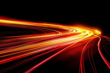 Speedy red and yellow light streaks on black