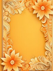 Orange floral paper cutout frame creating elegant border