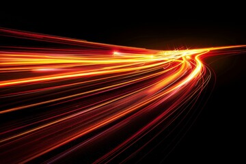 Vibrant light trail of red and yellow
