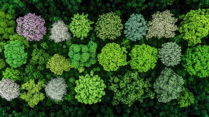 Lebendiges Fr&uuml;hlingsdach mit vielf&auml;ltiger Baumanordnung f&uuml;r Natur- und Umweltdesign