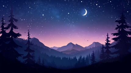 Naklejka premium Night sky nature landscape background