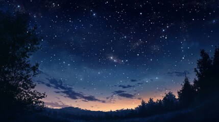 Naklejka premium Night sky nature landscape background