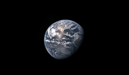 Naklejka premium 地球の美しい姿が宇宙の中で浮かんでいる様子