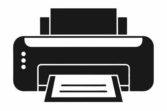 black printer icon, printing paper clip art preview