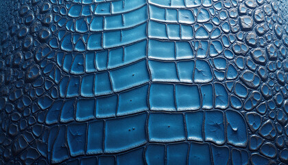 Fototapeta premium Blue crocodile skin close-up with textured details