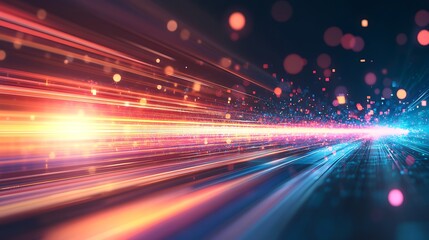 Abstract Blurred Light Streaks and Glowing Particles