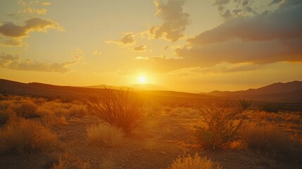 Fototapeta premium Sunset in desert nature landscape background