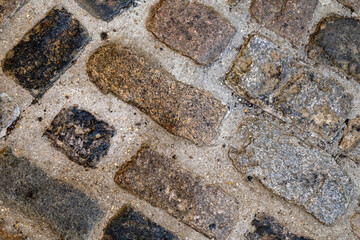 Cobbled Brick Street Top Down Abstract View