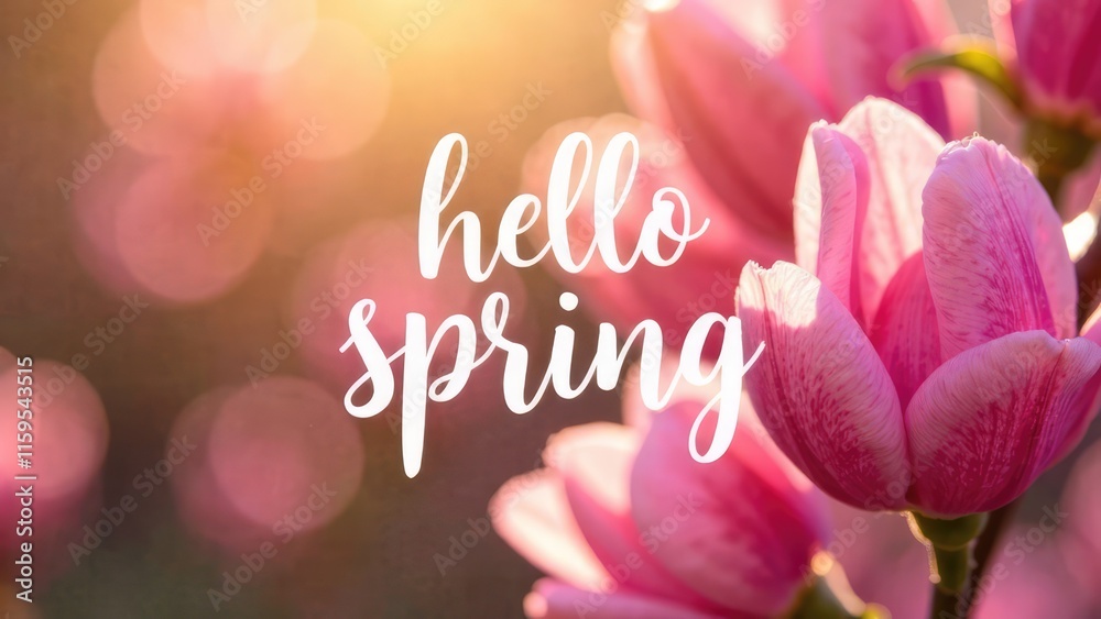 Aufkleber a close-up of pink magnolia flowers with a 