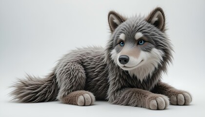 Obraz premium a toy wolf on a white background