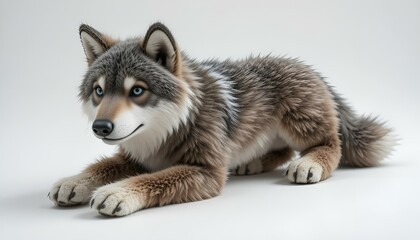 Fototapeta premium a toy wolf on a white background