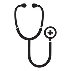 Stethoscope with Cross Silhouette Icon for Medical Professionals