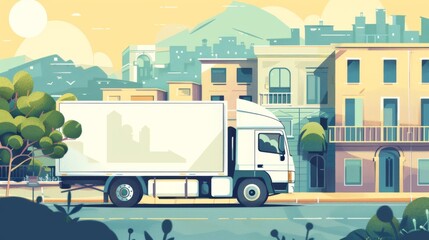 Fototapeta premium Delivery truck transportation illustration