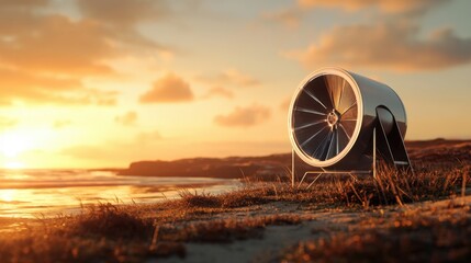 Wind Powered Electric Generator at Sunset