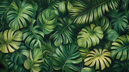 Green Leaf Collection: Artistic Watercolor and Detailed Digital Illustrations Featuring Clovers, Tropical Leaves, Falling Foliage, and Textured Dry Leaves - Perfect for Nature-Themed Designs and Decor