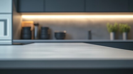 Modern minimalist kitchen with minimal decor. Featuring clean lines and an efficient layout