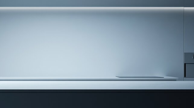 Modern minimalist kitchen with minimal decor. Featuring clean lines and an efficient layout