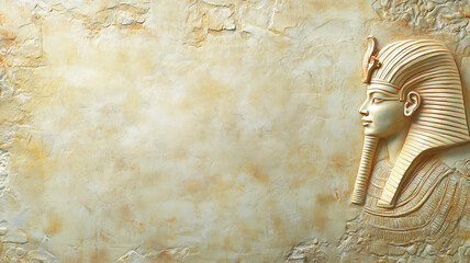 Ancient Egypt concept background with empty copy space. Egyptian pharaon horizontal banner. Ancient Egyptian God creative poster. Digital painting in photo style. AI artwork.