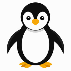 Minimalist Penguin on White